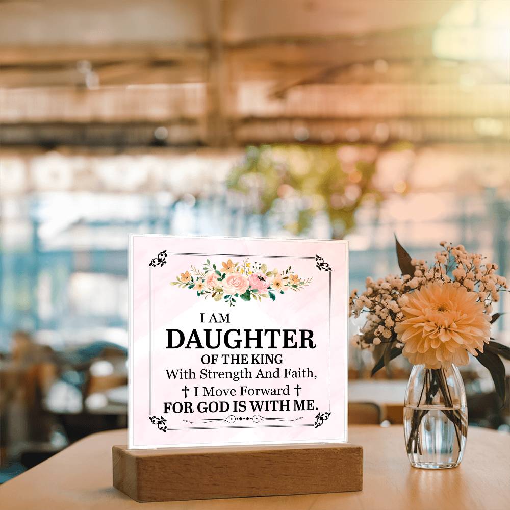 Personalized To My Daughter I Am Daughter of the King Printed Square Shaped Acrylic Plaque-Express Your Love Gifts