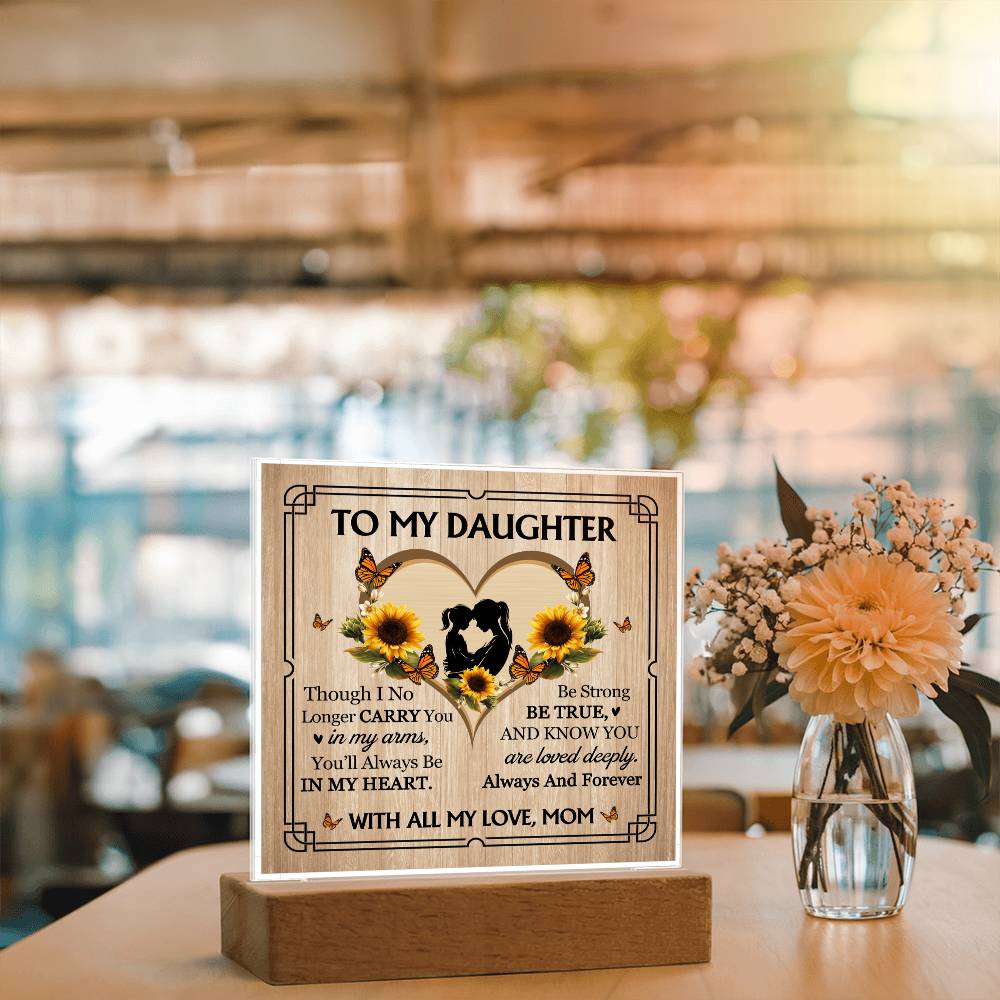 To My Daughter From Mom With All My Love Printed Square Shaped Acrylic Plaque-Express Your Love Gifts