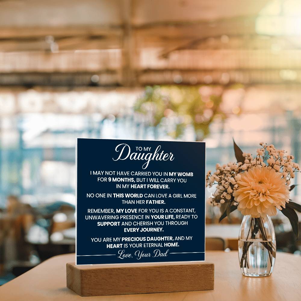 To Daughter From Dad In My Heart Forever Printed Square Shaped Acrylic Plaque-Express Your Love Gifts