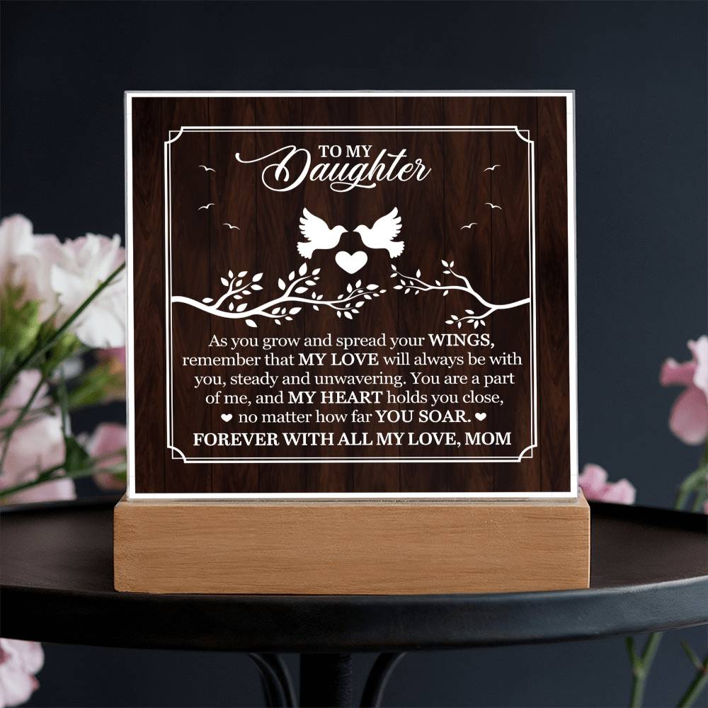 Personalized To My Daughter From Mom My Love Printed Square Shaped Acrylic Plaque-Express Your Love Gifts