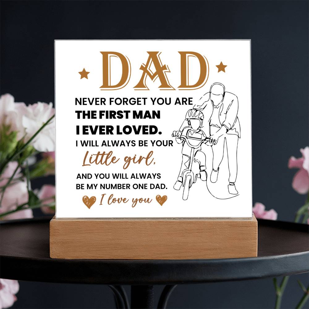 Dad Never Forget Printed Square Shaped Acrylic Plaque-Express Your Love Gifts