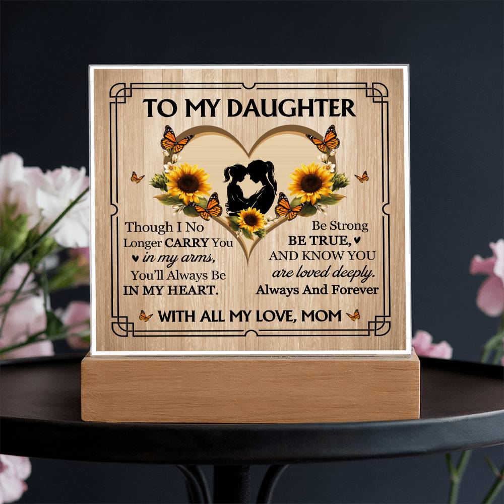 To My Daughter From Mom With All My Love Printed Square Shaped Acrylic Plaque-Express Your Love Gifts