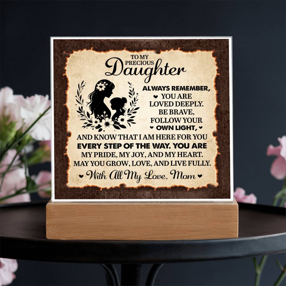 To My Daughter From Mom Always Remember Printed Square Shaped Acrylic Plaque-Express Your Love Gifts