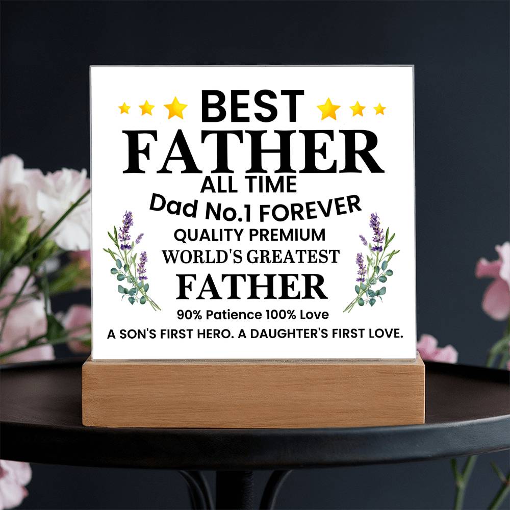 Best Father of All Time Printed Square Shaped Acrylic Plaque-Express Your Love Gifts