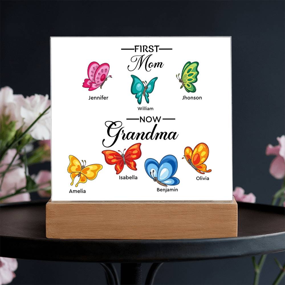 First Mom Now Grandma Printed Square Shaped Acrylic Plaque-Express Your Love Gifts