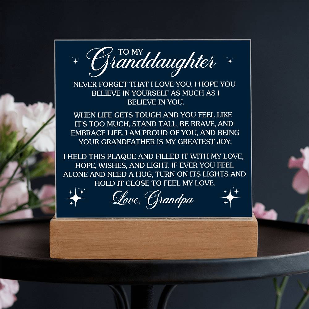 To Granddaughter From Grandpa Never That I Love You Printed Square Shaped Acrylic Plaque-Express Your Love Gifts