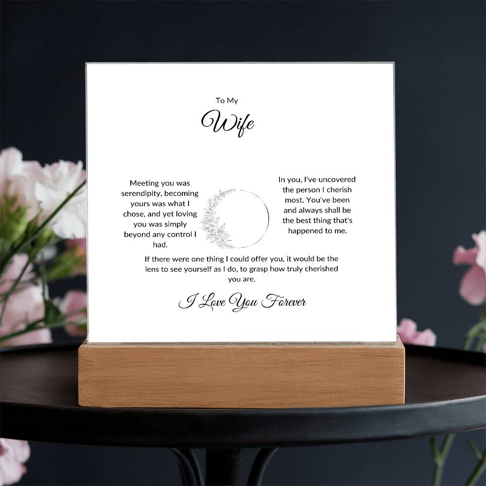 To My Wife Meeting You Was Serendipity Printed Square Shaped Acrylic Plaque-Express Your Love Gifts
