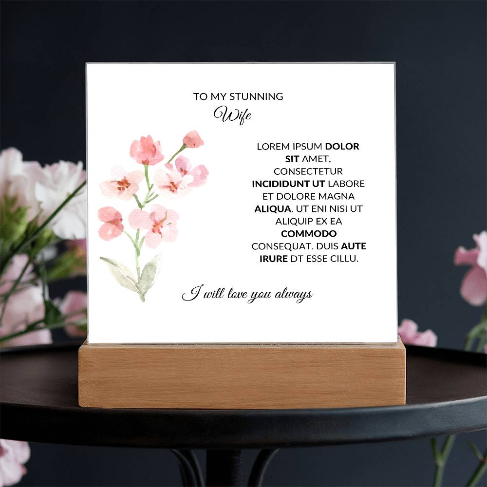 To My Stunning Wife Lorem Ipsum Dolor Printed Square Shaped Acrylic Plaque-Express Your Love Gifts