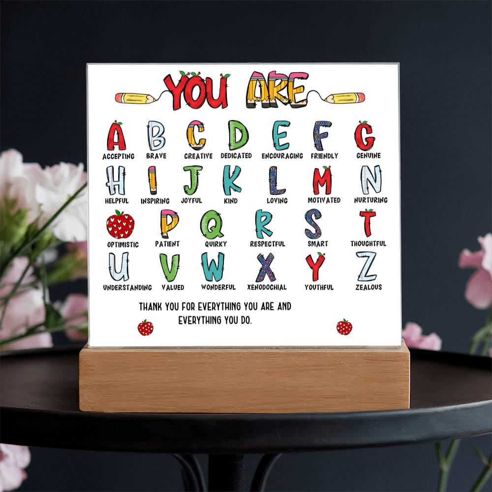 Teacher's ABC Printed Square Shaped Acrylic Plaque-Express Your Love Gifts