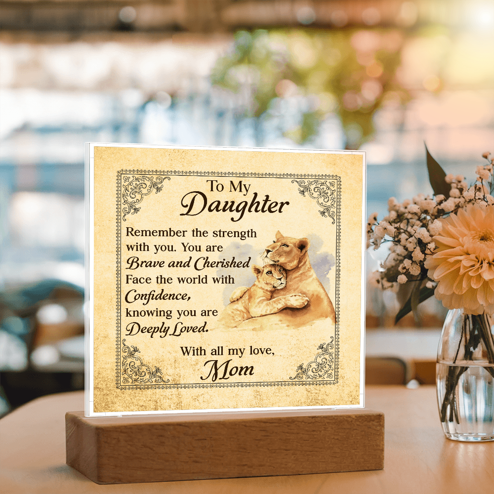 To My Daughter From Mom Deeply Loved Printed Square Shaped Acrylic Plaque-Express Your Love Gifts