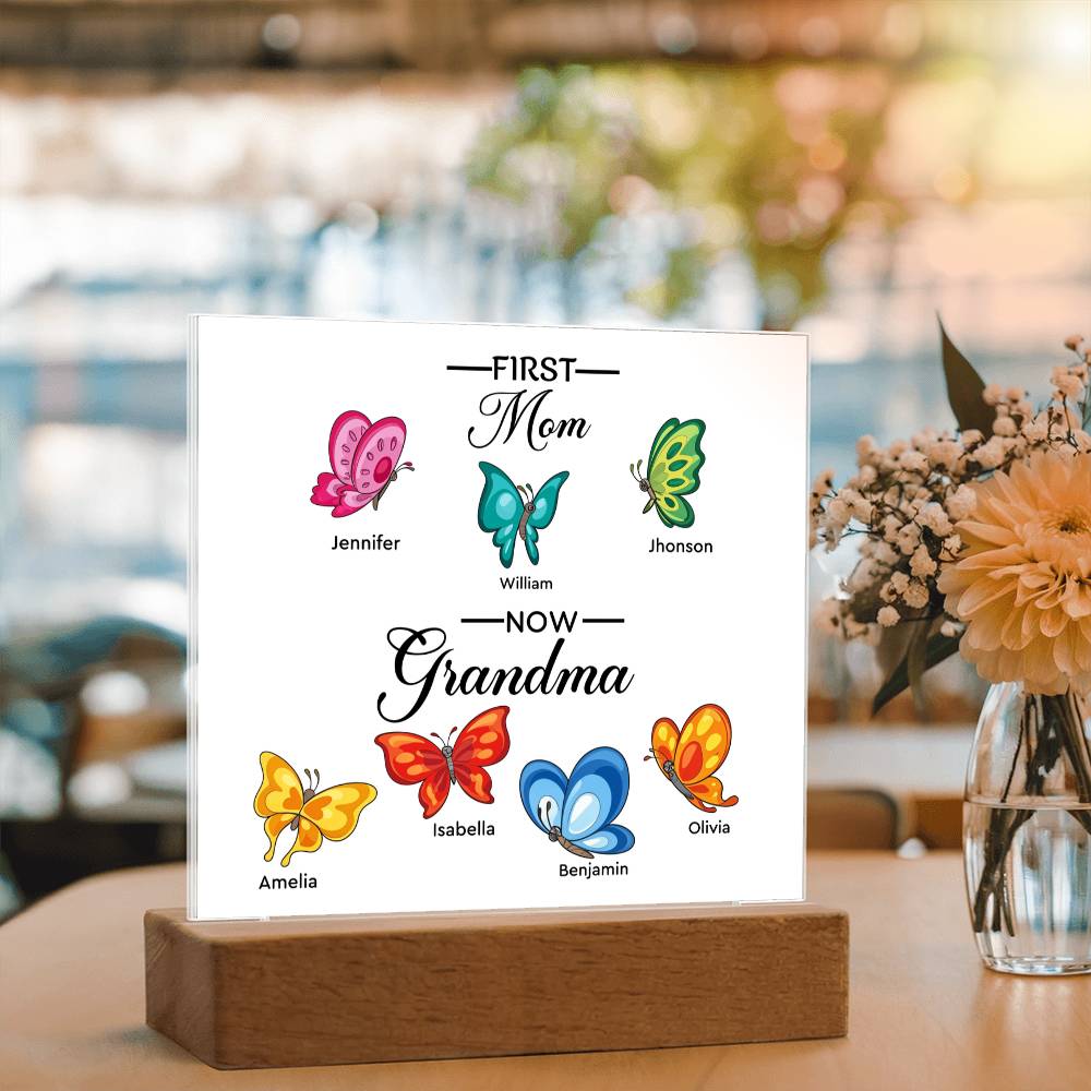 First Mom Now Grandma Printed Square Shaped Acrylic Plaque-Express Your Love Gifts