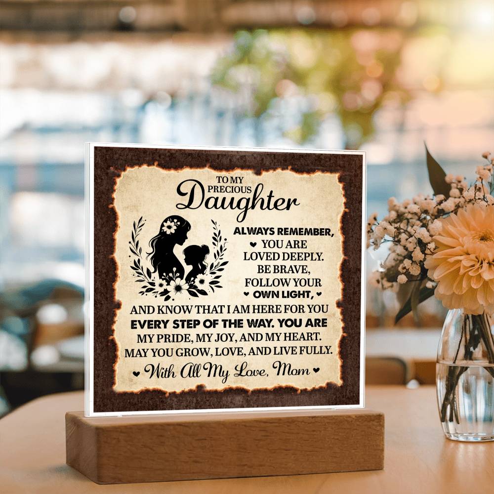 To My Daughter From Mom Always Remember Printed Square Shaped Acrylic Plaque-Express Your Love Gifts