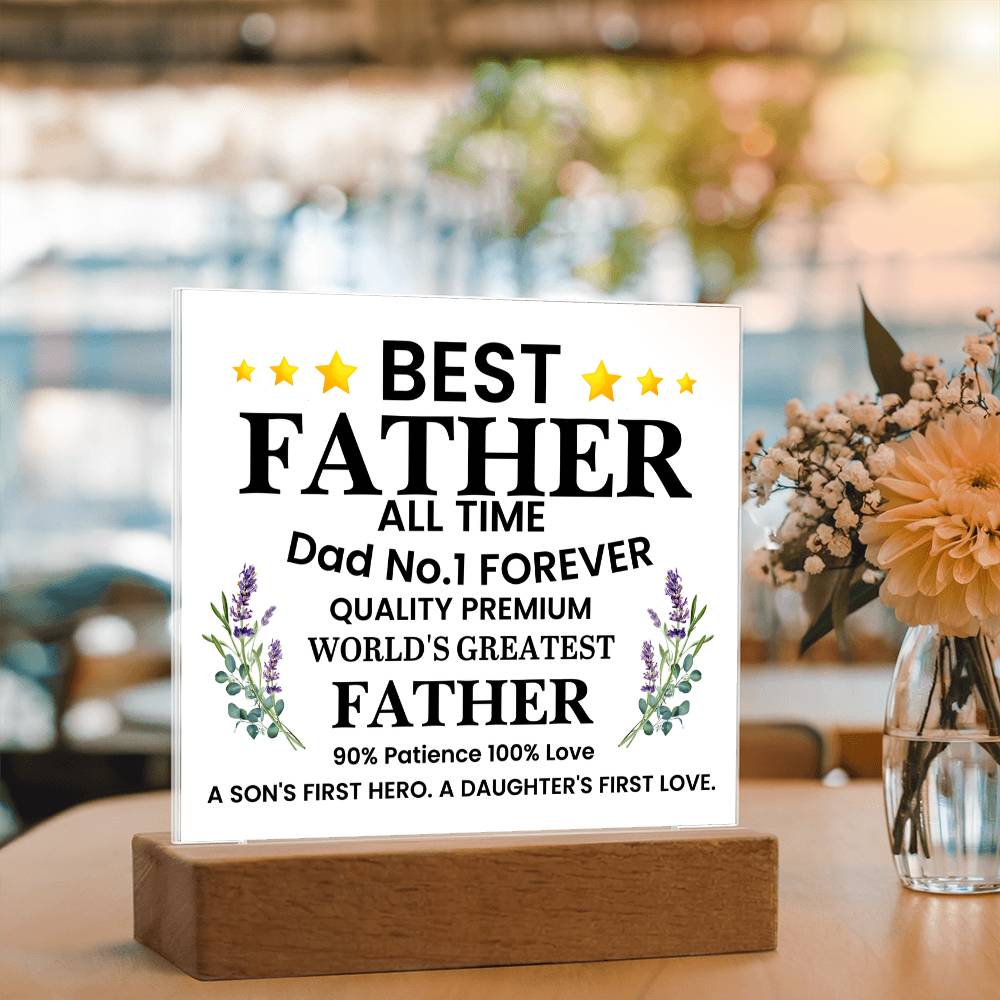 Best Father of All Time Printed Square Shaped Acrylic Plaque-Express Your Love Gifts