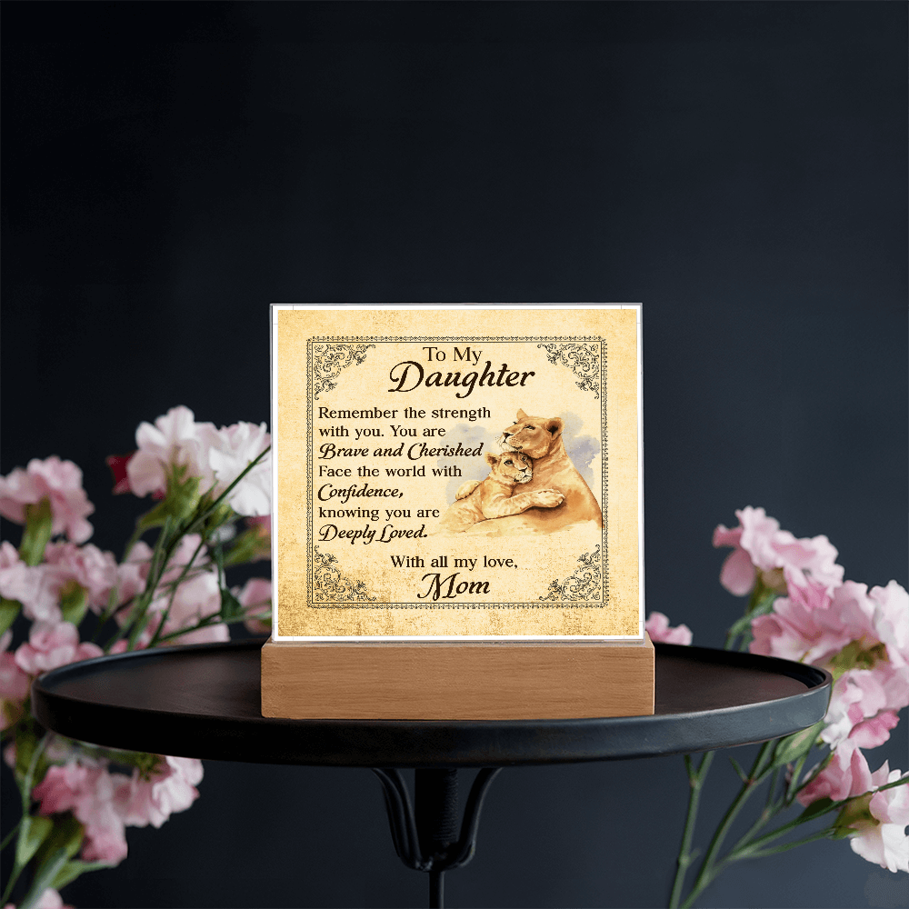 To My Daughter From Mom Deeply Loved Printed Square Shaped Acrylic Plaque-Express Your Love Gifts