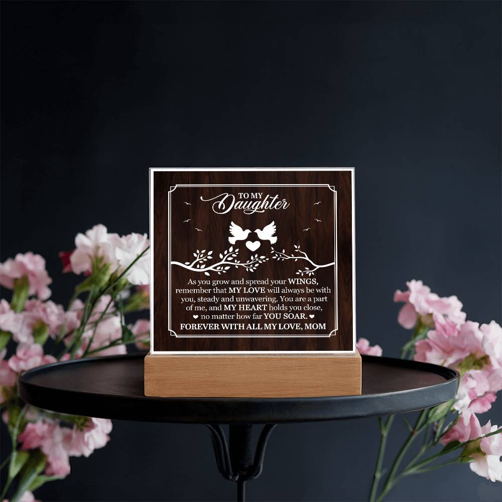 Personalized To My Daughter From Mom My Love Printed Square Shaped Acrylic Plaque-Express Your Love Gifts