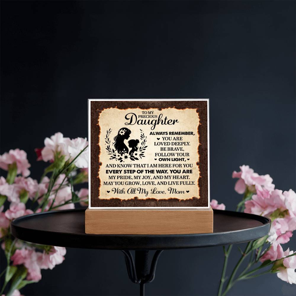 To My Daughter From Mom Always Remember Printed Square Shaped Acrylic Plaque-Express Your Love Gifts