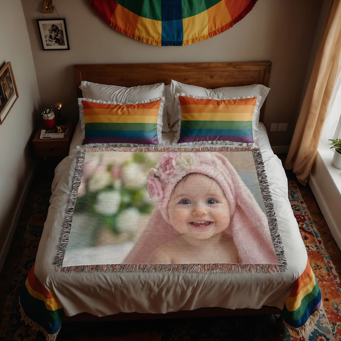 Personalized Upload Your Own Heirloom Photo Woven Blanket-Express Your Love Gifts