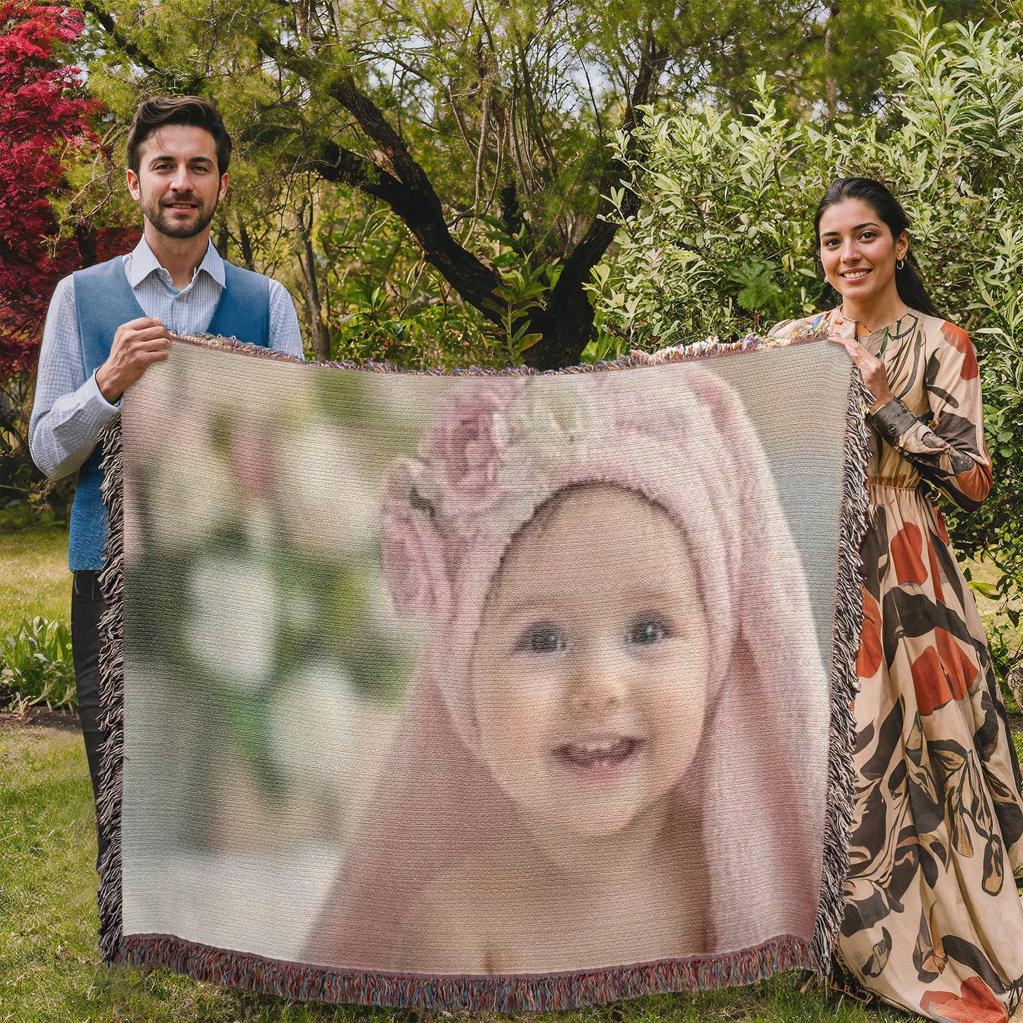 Personalized Upload Your Own Heirloom Photo Woven Blanket-Express Your Love Gifts