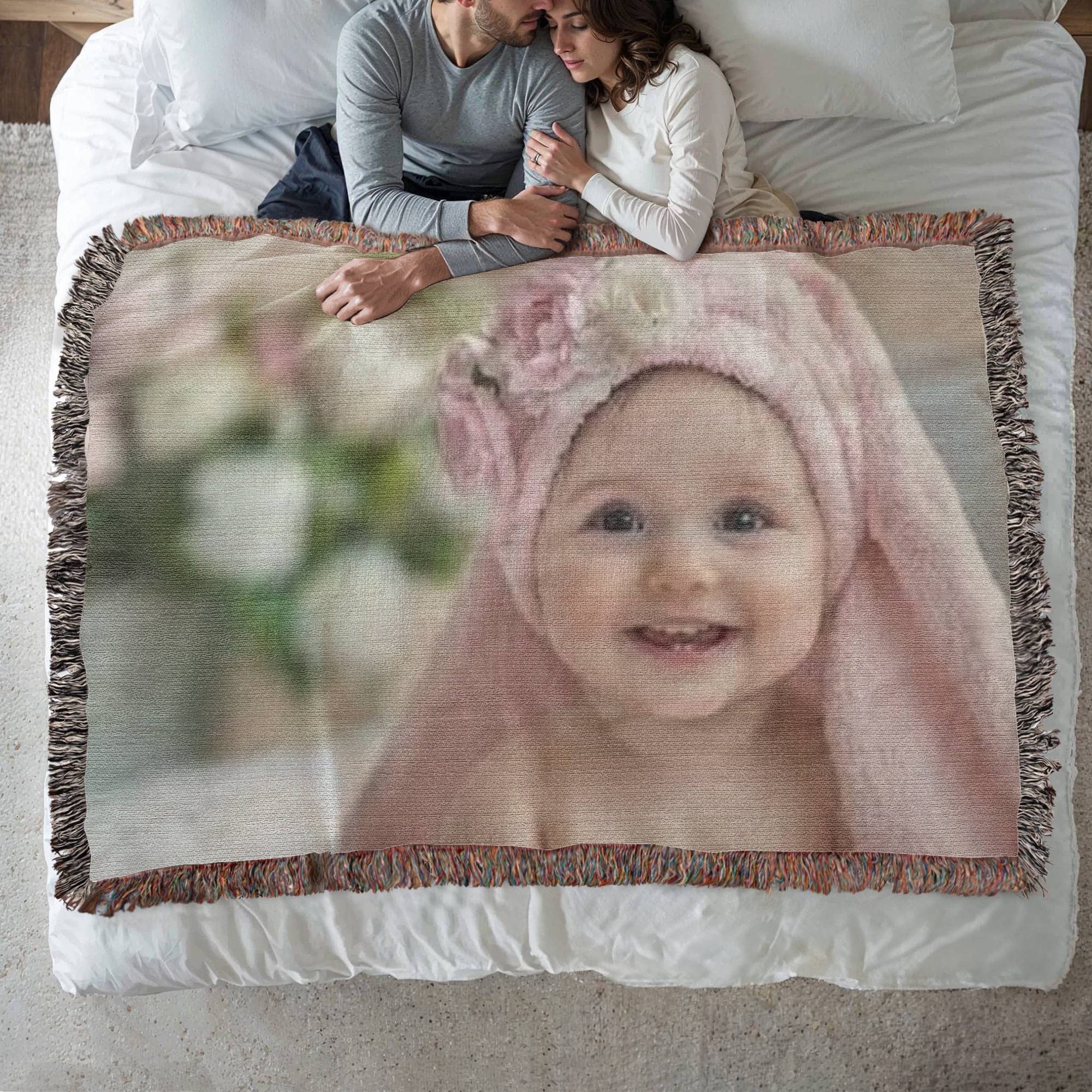 Personalized Upload Your Own Heirloom Photo Woven Blanket-Express Your Love Gifts