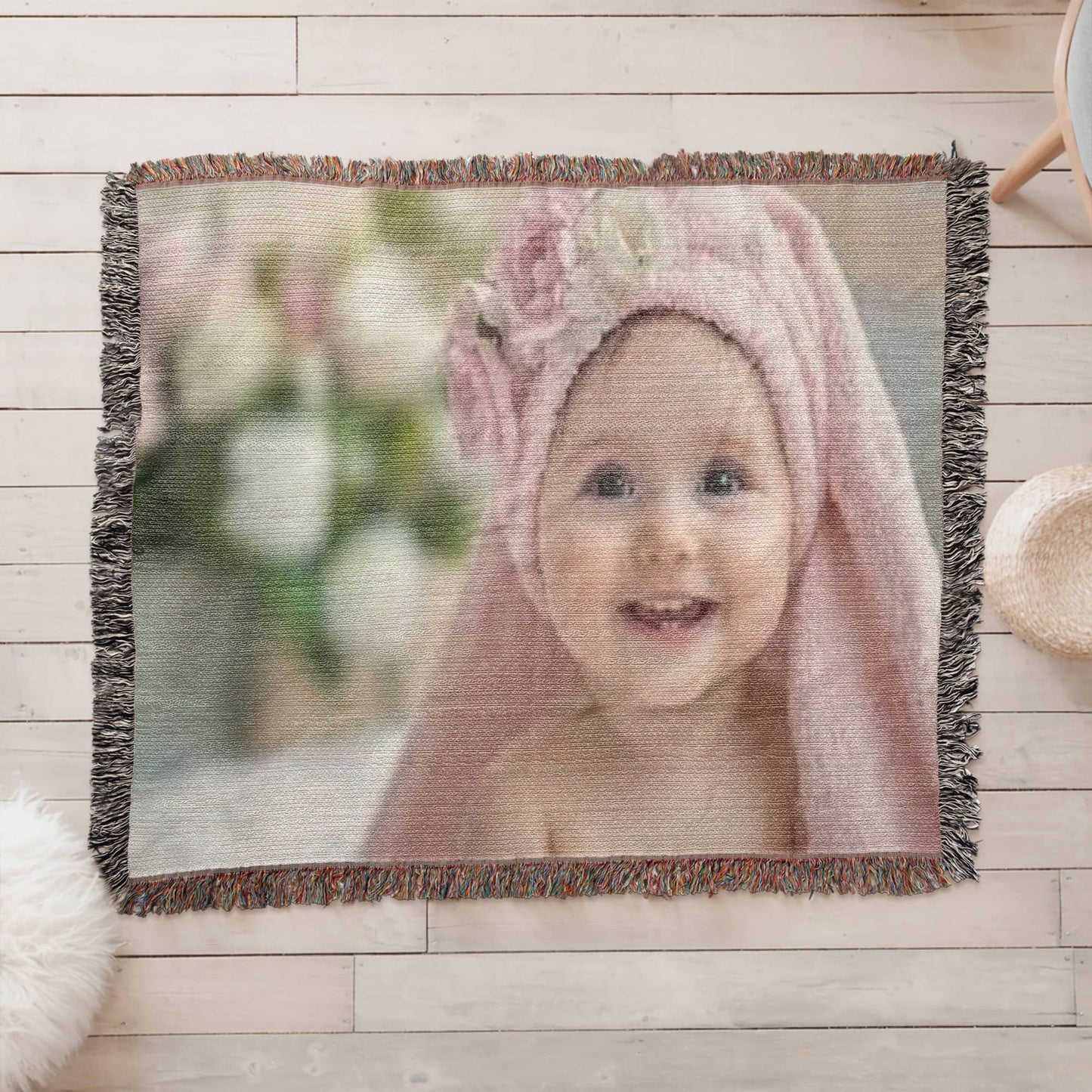 Personalized Upload Your Own Heirloom Photo Woven Blanket-Express Your Love Gifts