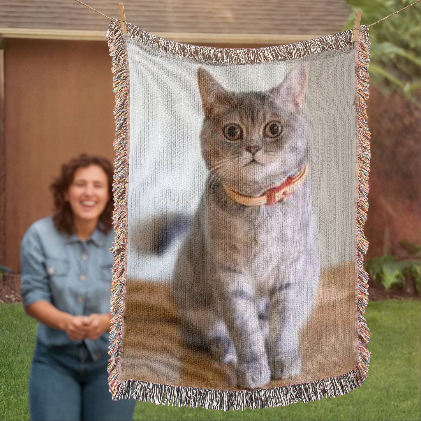 Personlaized Upload Your Own Portrait Heirloom Photo Woven Blanket-Express Your Love Gifts