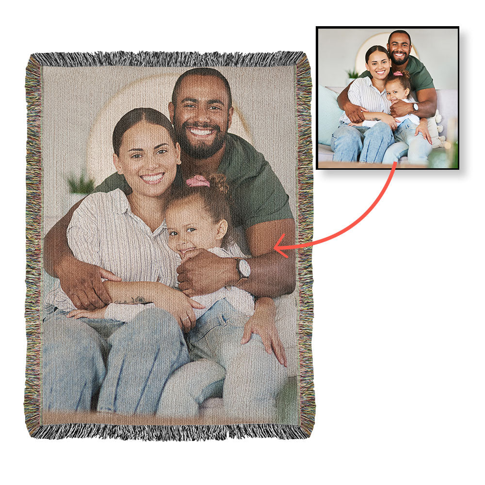 Personlaized Upload Your Own Portrait Heirloom Photo Woven Blanket-Express Your Love Gifts