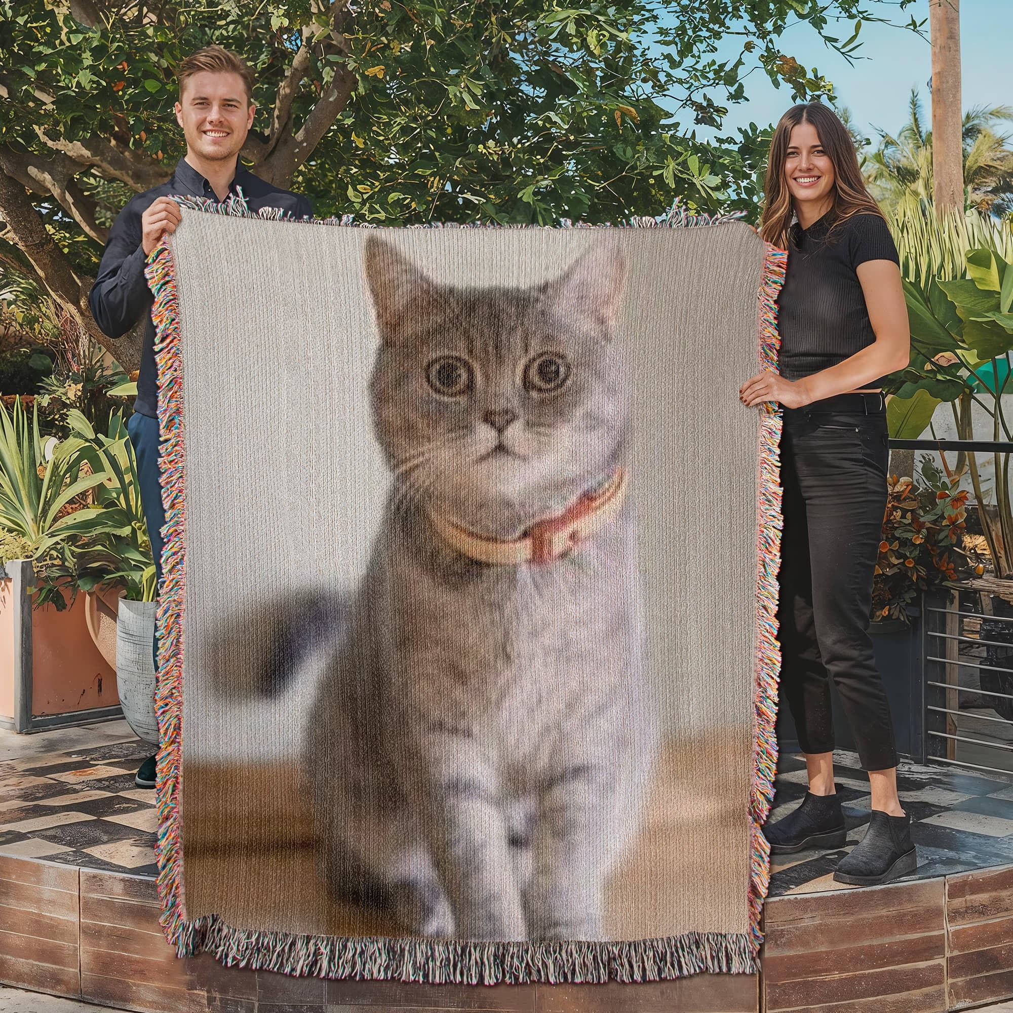 Personlaized Upload Your Own Portrait Heirloom Photo Woven Blanket-Express Your Love Gifts