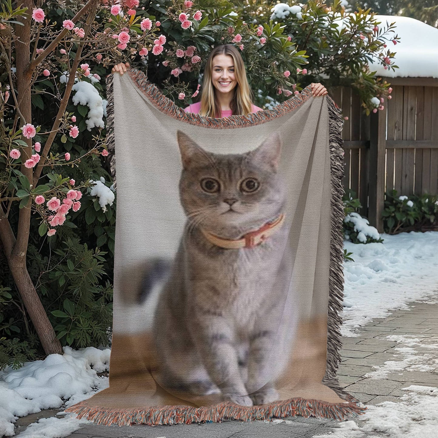 Personlaized Upload Your Own Portrait Heirloom Photo Woven Blanket-Express Your Love Gifts