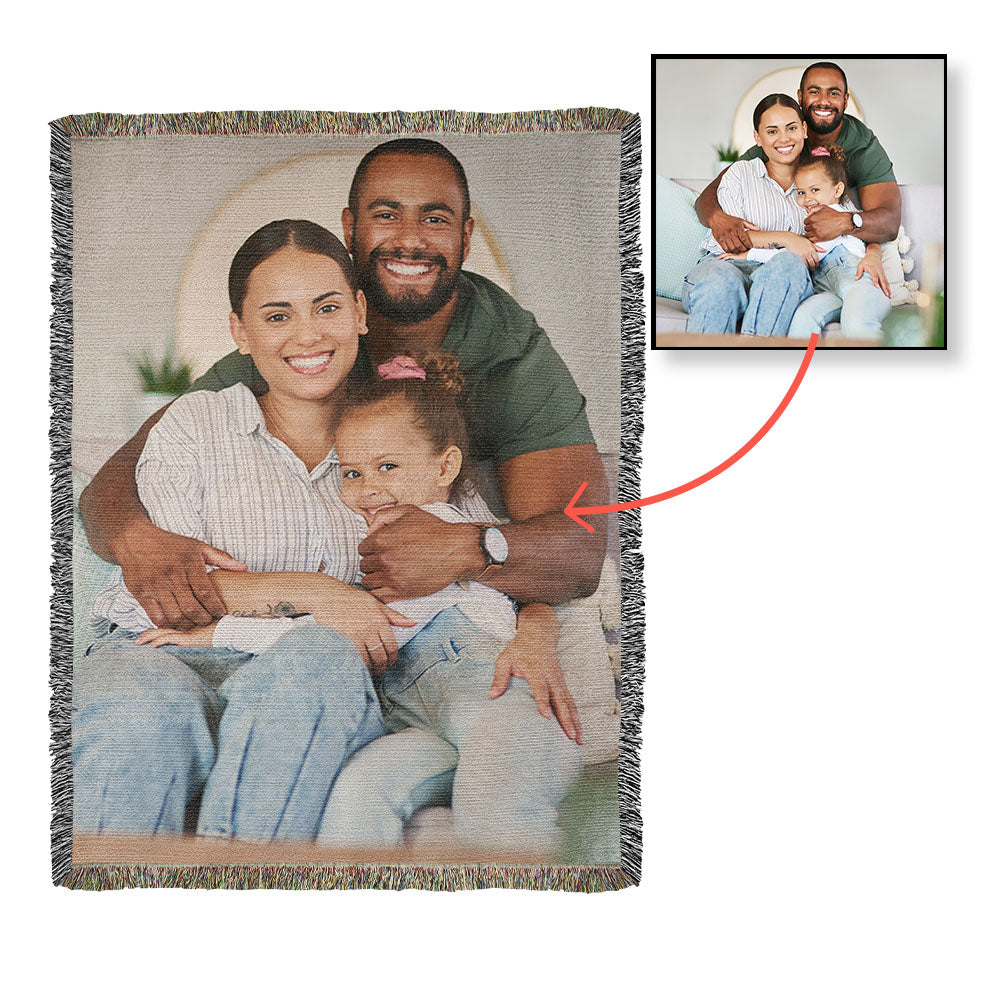 Personlaized Upload Your Own Portrait Heirloom Photo Woven Blanket-Express Your Love Gifts