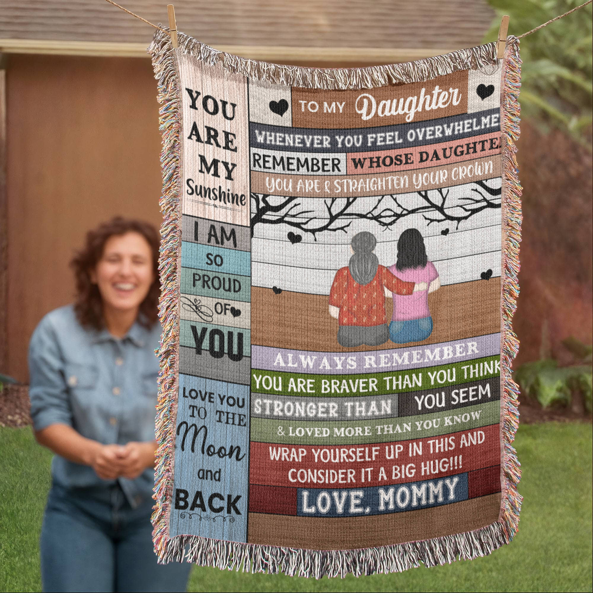 Heirloom Artwork Woven Blanket To My Daughter You Are My Sunshine-Express Your Love Gifts