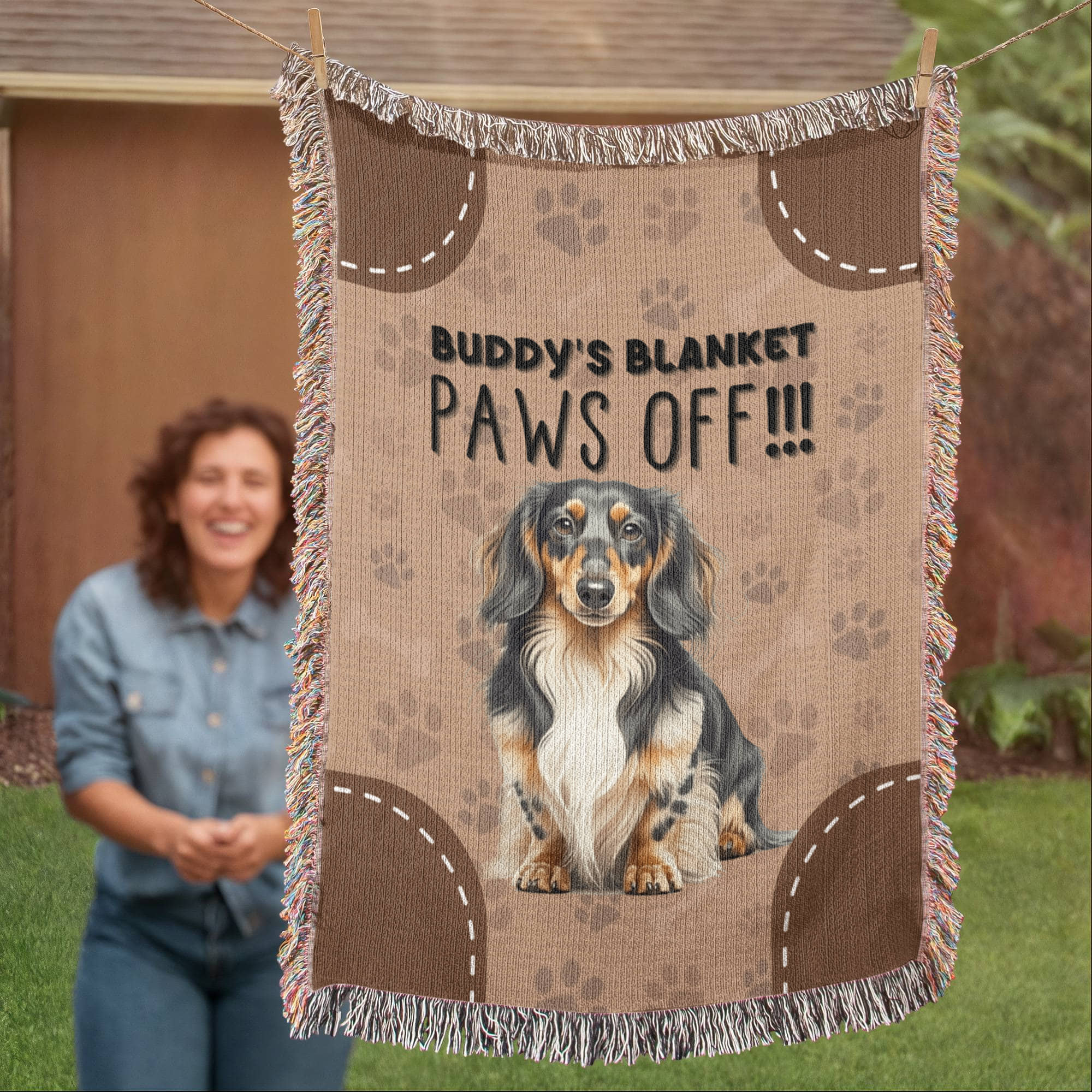 Heirloom Artwork Woven Blanket Paws Off-Express Your Love Gifts