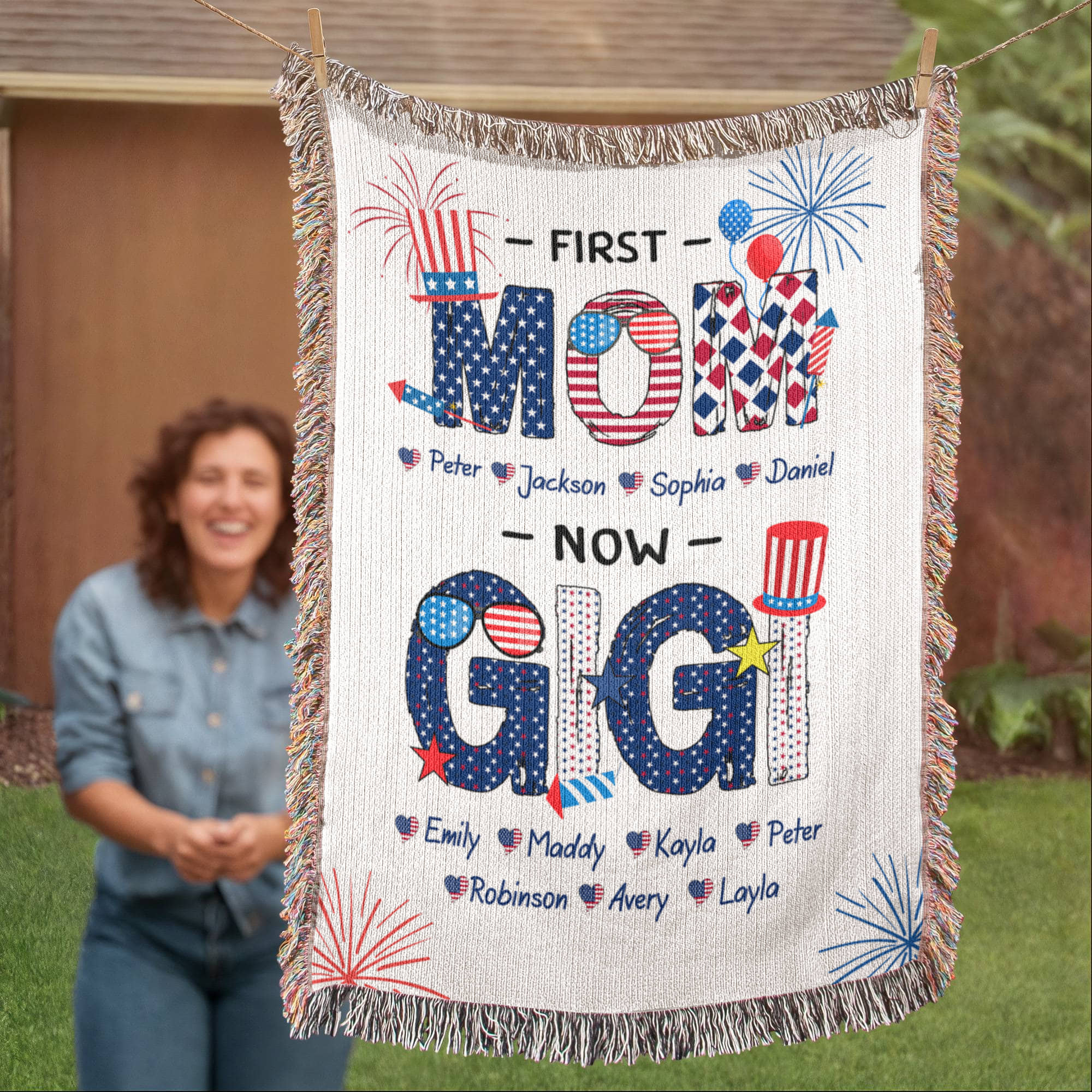 Personalized Heirloom Artwork Woven Blanket First Mom-Express Your Love Gifts