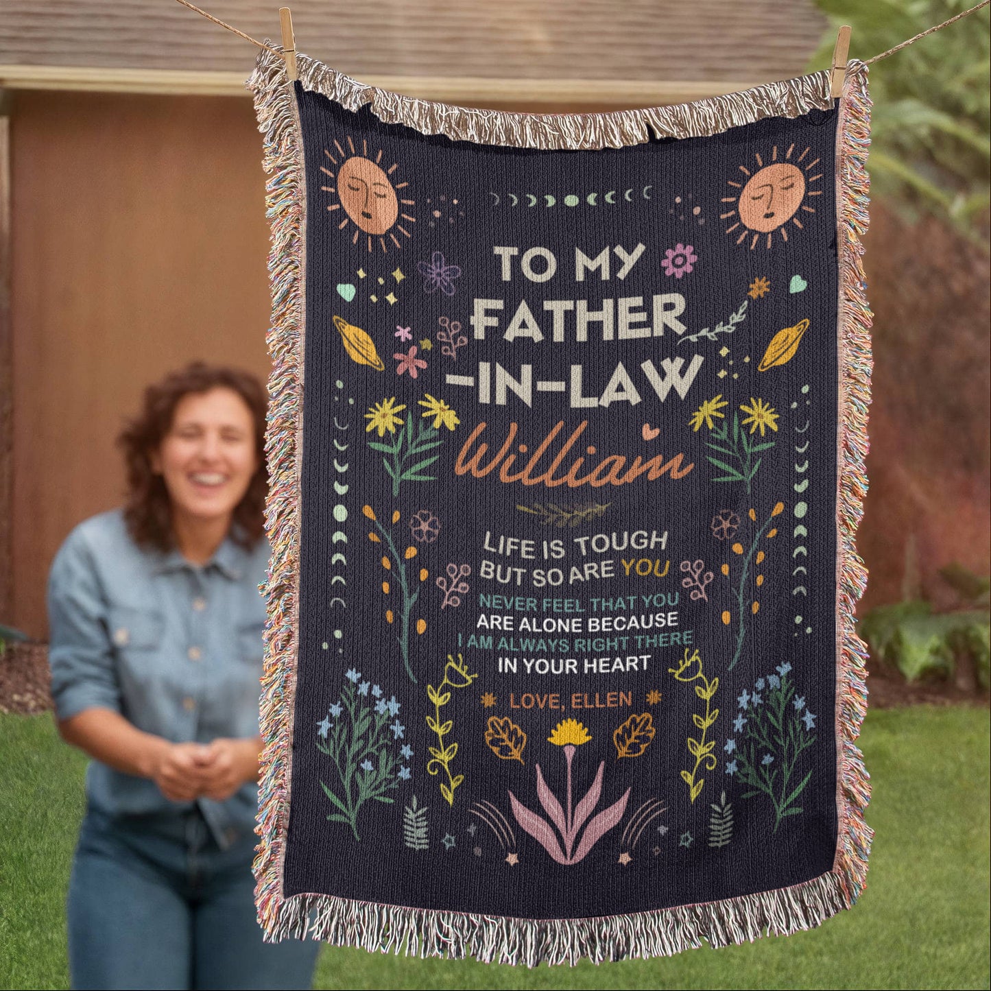 Personalized Heirloom Artwork Woven Blanket Life is Tough-Express Your Love Gifts