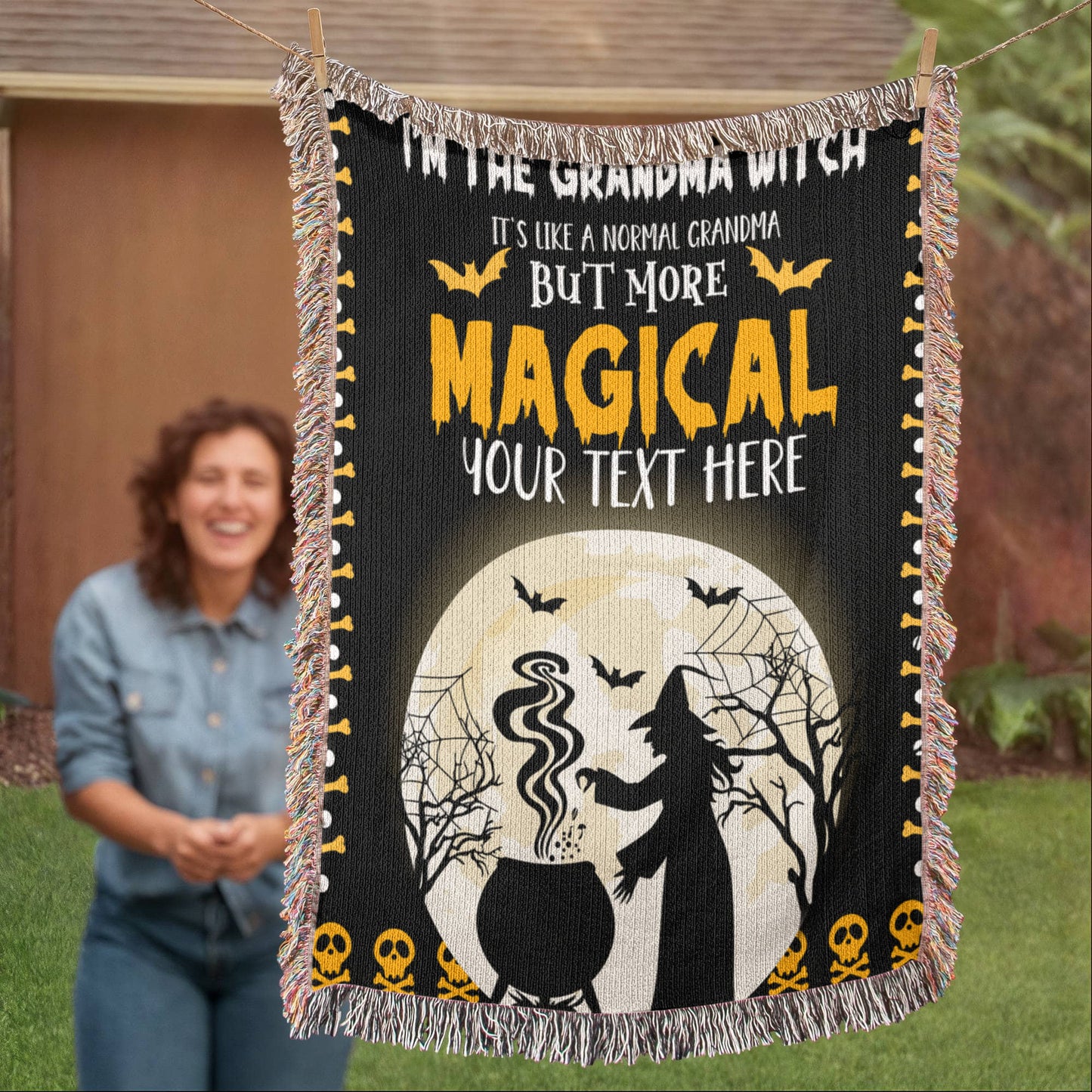 Personalized Heirloom Artwork Woven Blanket Grandma Witch-Express Your Love Gifts