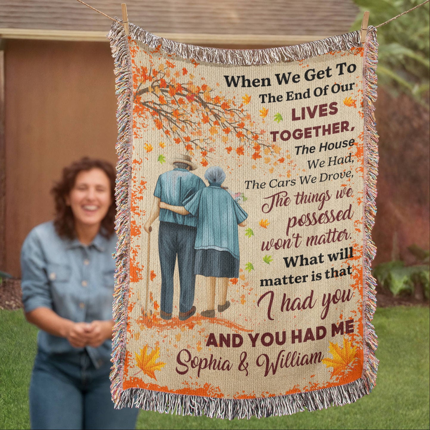 Personalized Heirloom Artwork Woven Blanket I Had You and Me-Express Your Love Gifts