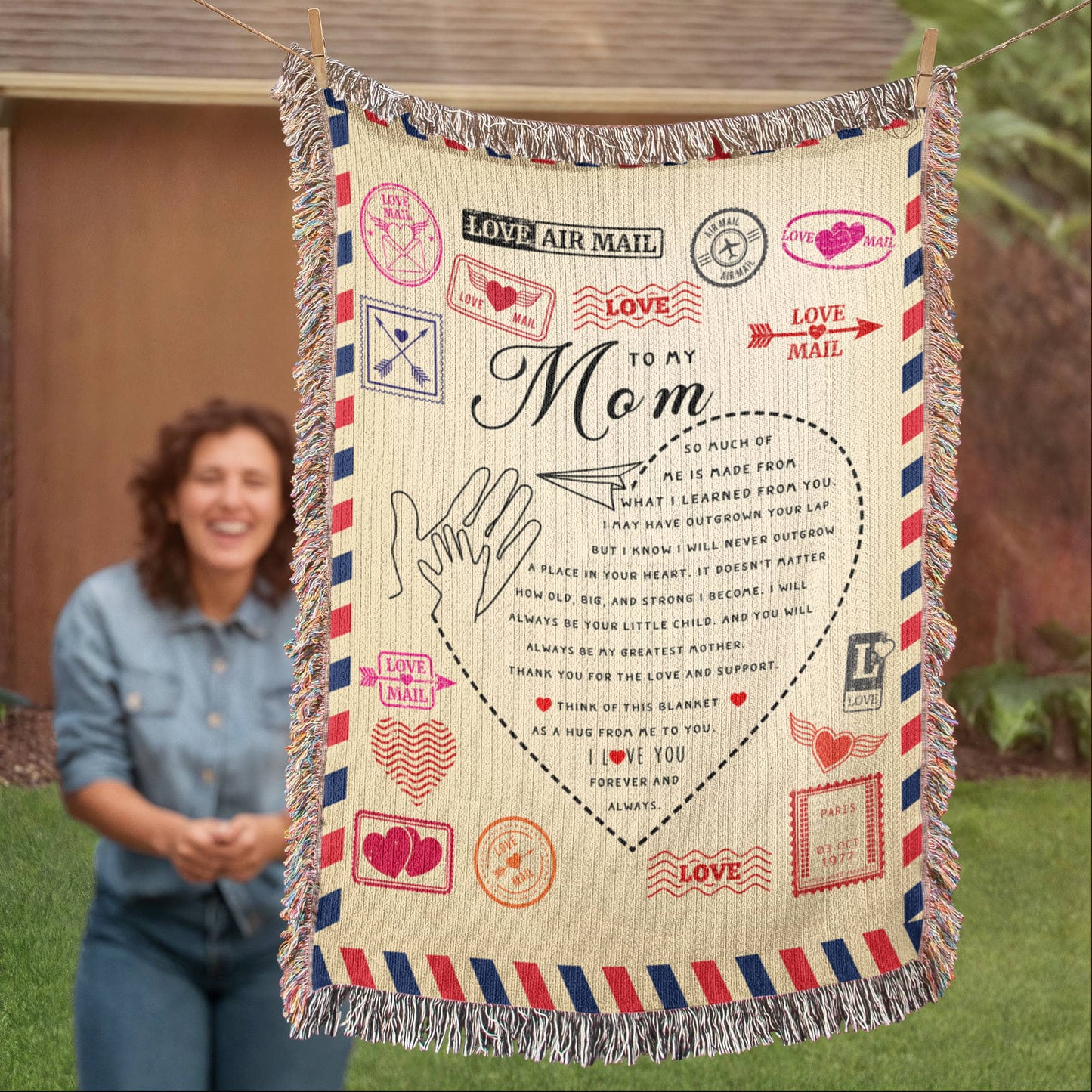 Personalized Heirloom Artwork Woven Blanket Love Mail-Express Your Love Gifts