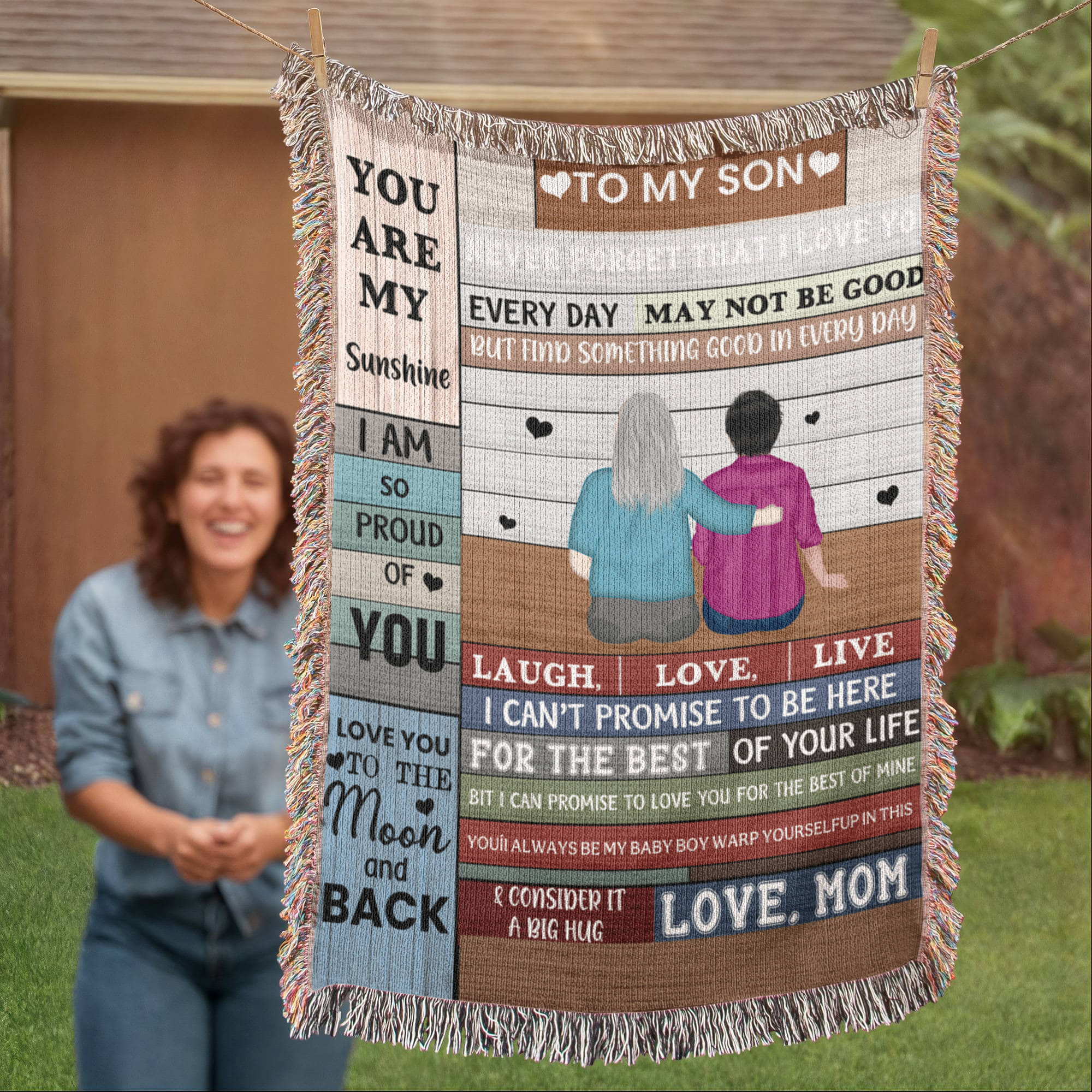 Heirloom Artwork Woven Blanket To My Son You Are My Sunshine-Express Your Love Gifts