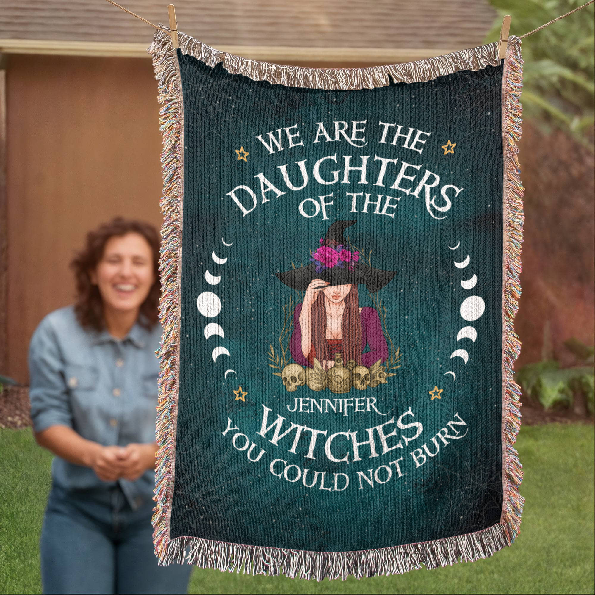 Personalized Heirloom Artwork Woven Blanket Daughters of the Withces-Express Your Love Gifts