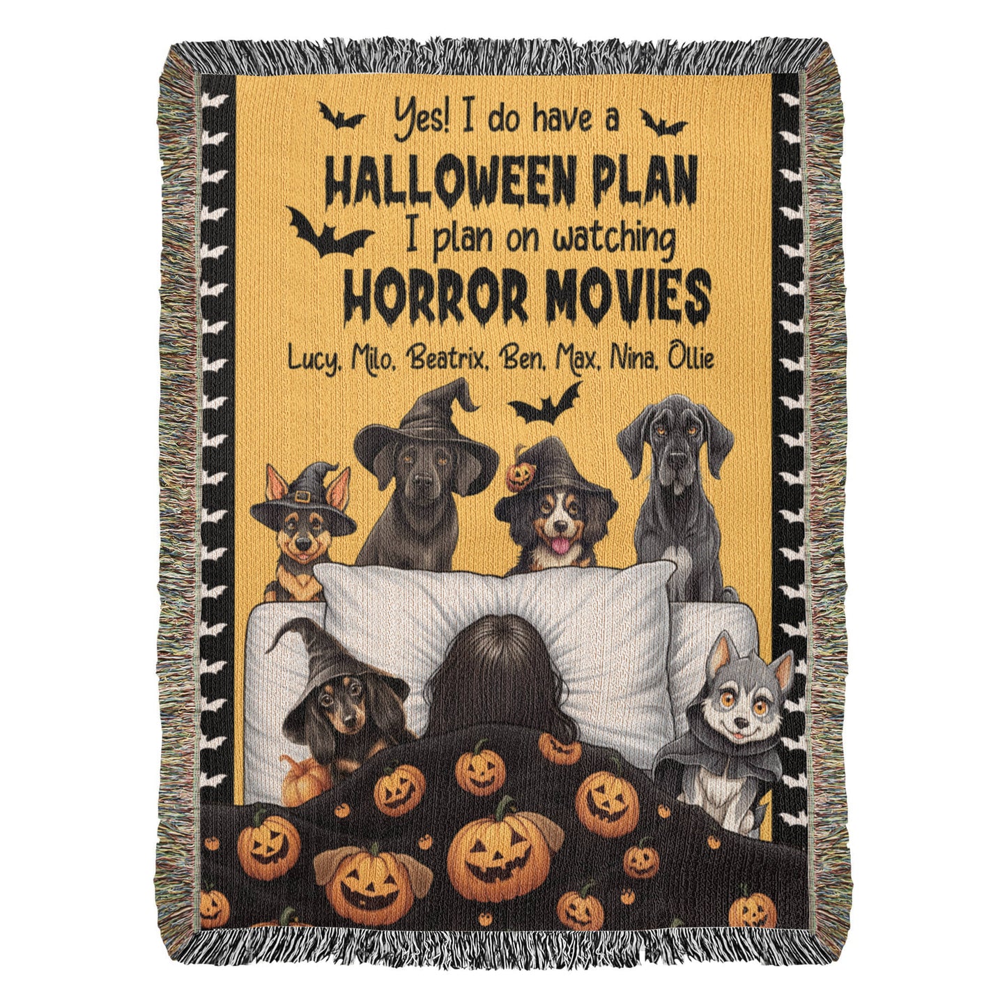 Personalized Heirloom Artwork Woven Blanket Haloween Plan-Express Your Love Gifts