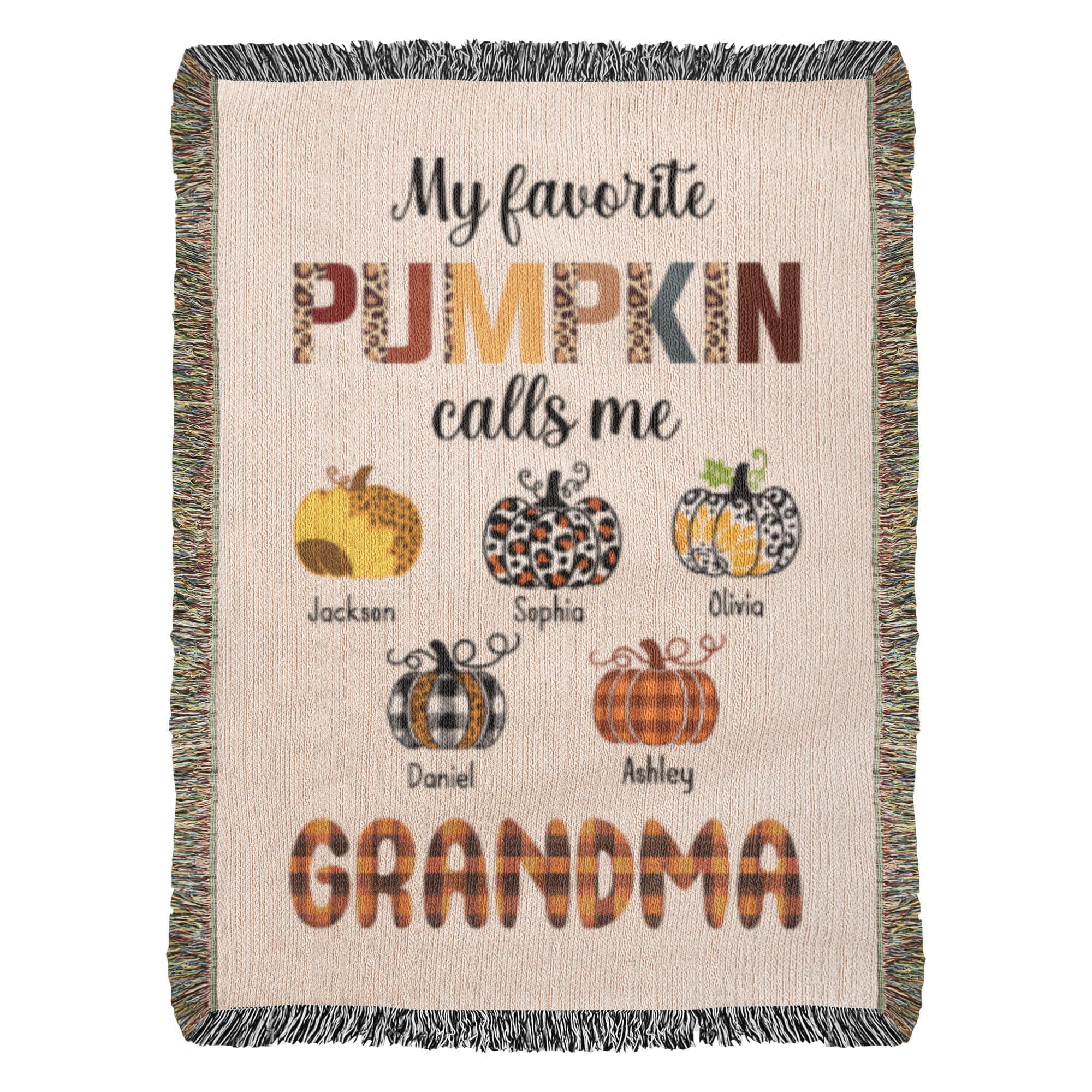 Personalized Heirloom Artwork Woven Blanket Favorite Pumpkin-Express Your Love Gifts