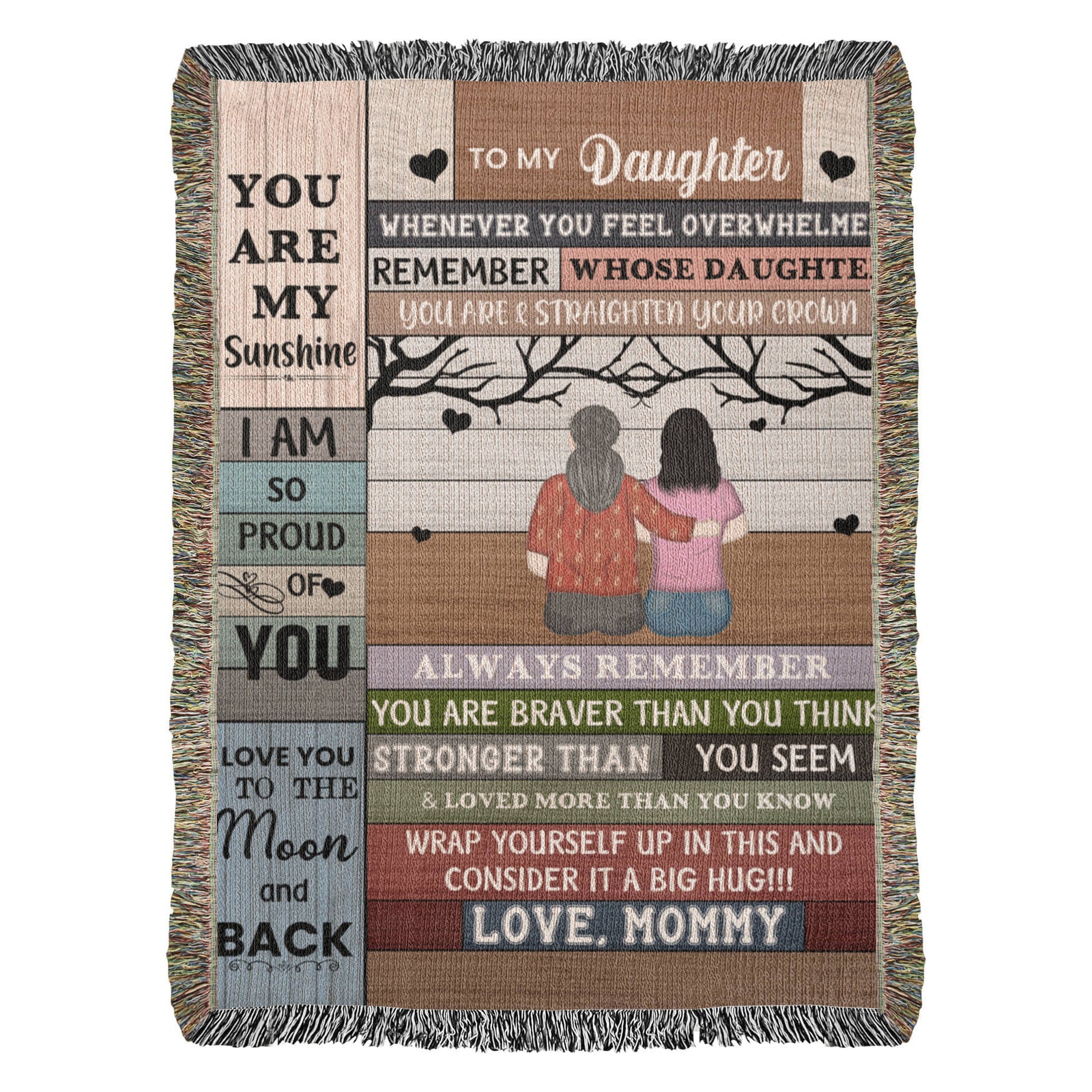Heirloom Artwork Woven Blanket To My Daughter You Are My Sunshine-Express Your Love Gifts
