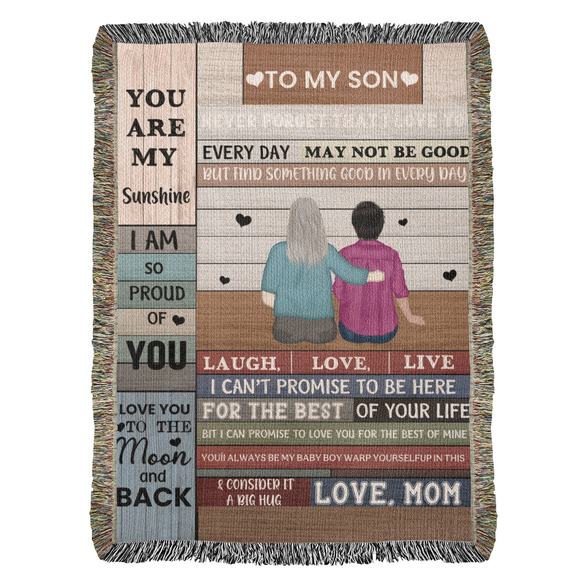 Heirloom Artwork Woven Blanket To My Son You Are My Sunshine-Express Your Love Gifts