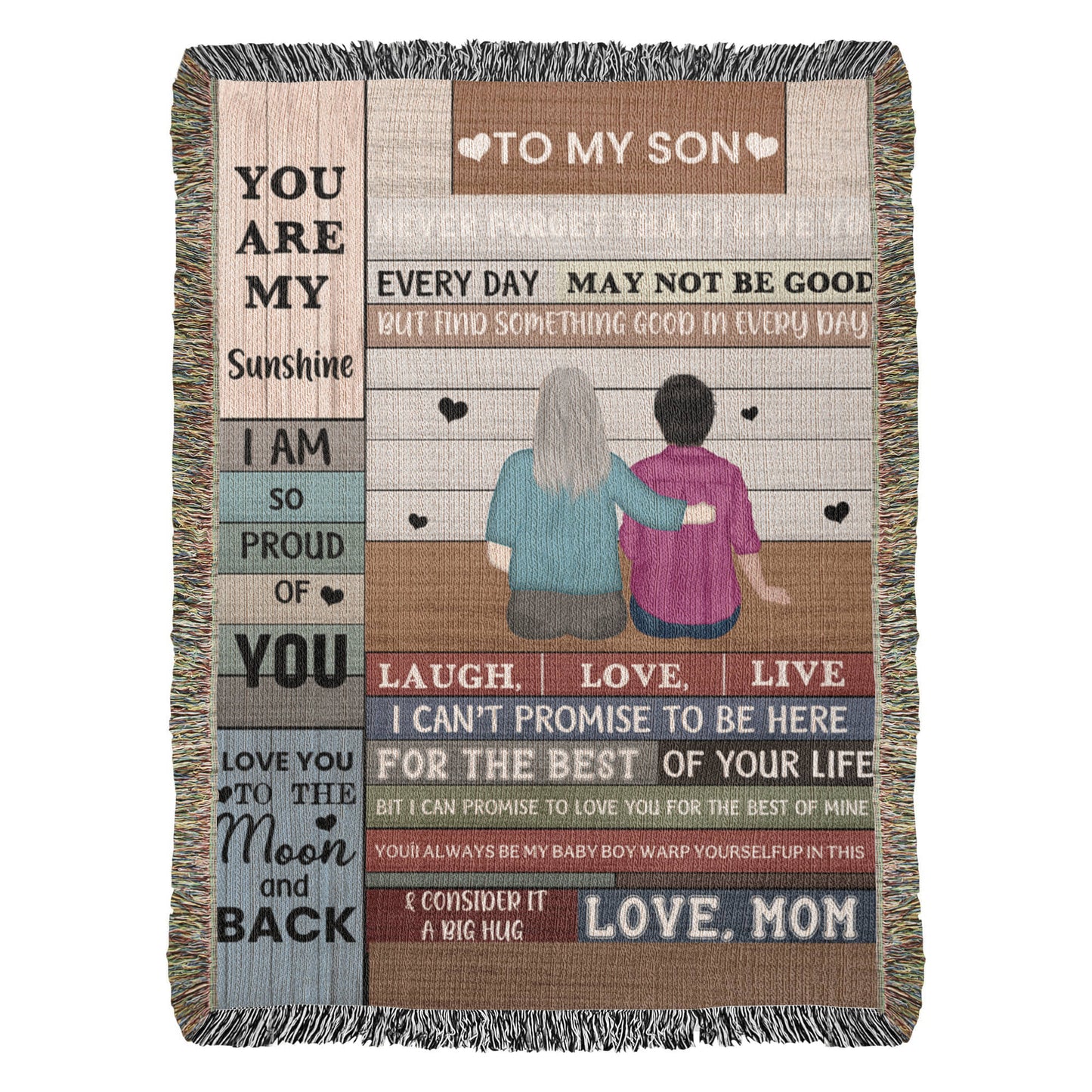 Heirloom Artwork Woven Blanket To My Son You Are My Sunshine-Express Your Love Gifts
