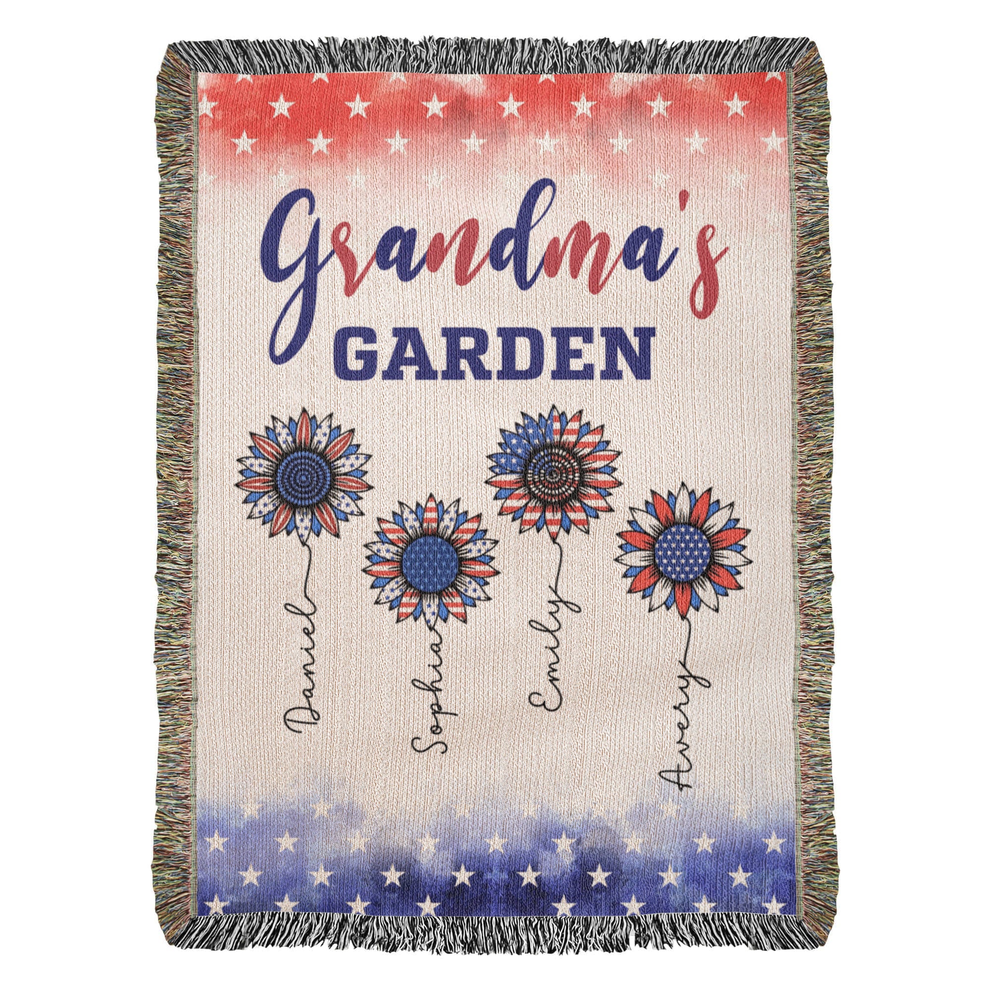 Personalized Heirloom Artwork Woven Blanket Grandma's Garden-Express Your Love Gifts