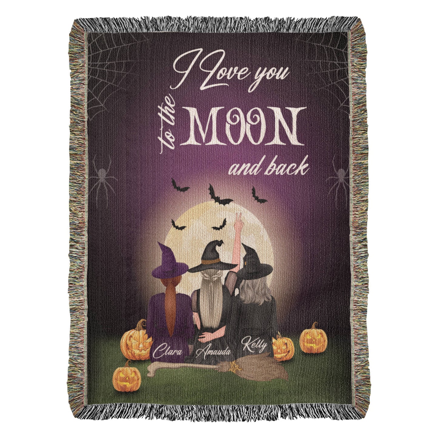Personalized Heirloom Artwork Woven Blanket I Love You to The Moon and Back-Express Your Love Gifts