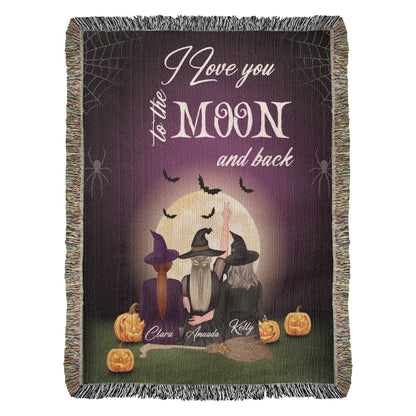 Personalized Heirloom Artwork Woven Blanket I Love You to The Moon and Back-Express Your Love Gifts