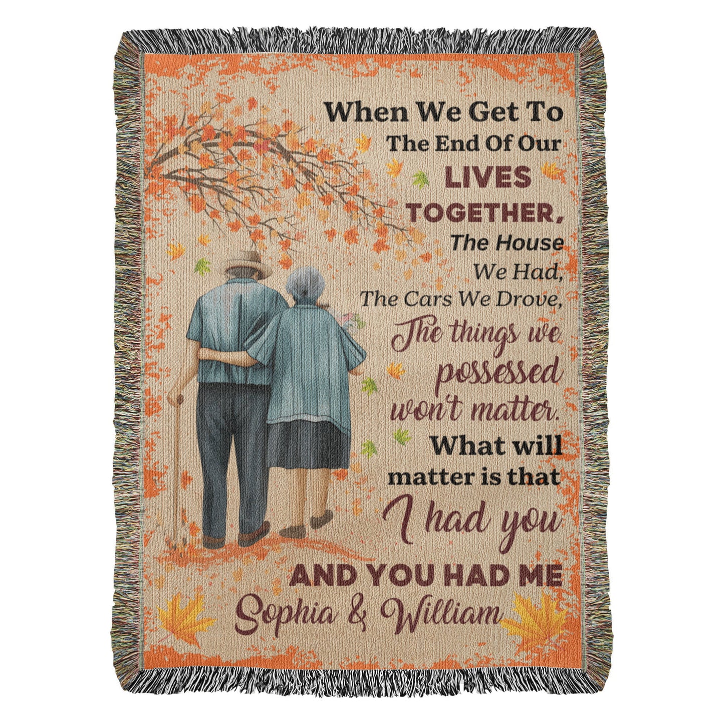 Personalized Heirloom Artwork Woven Blanket I Had You and Me-Express Your Love Gifts