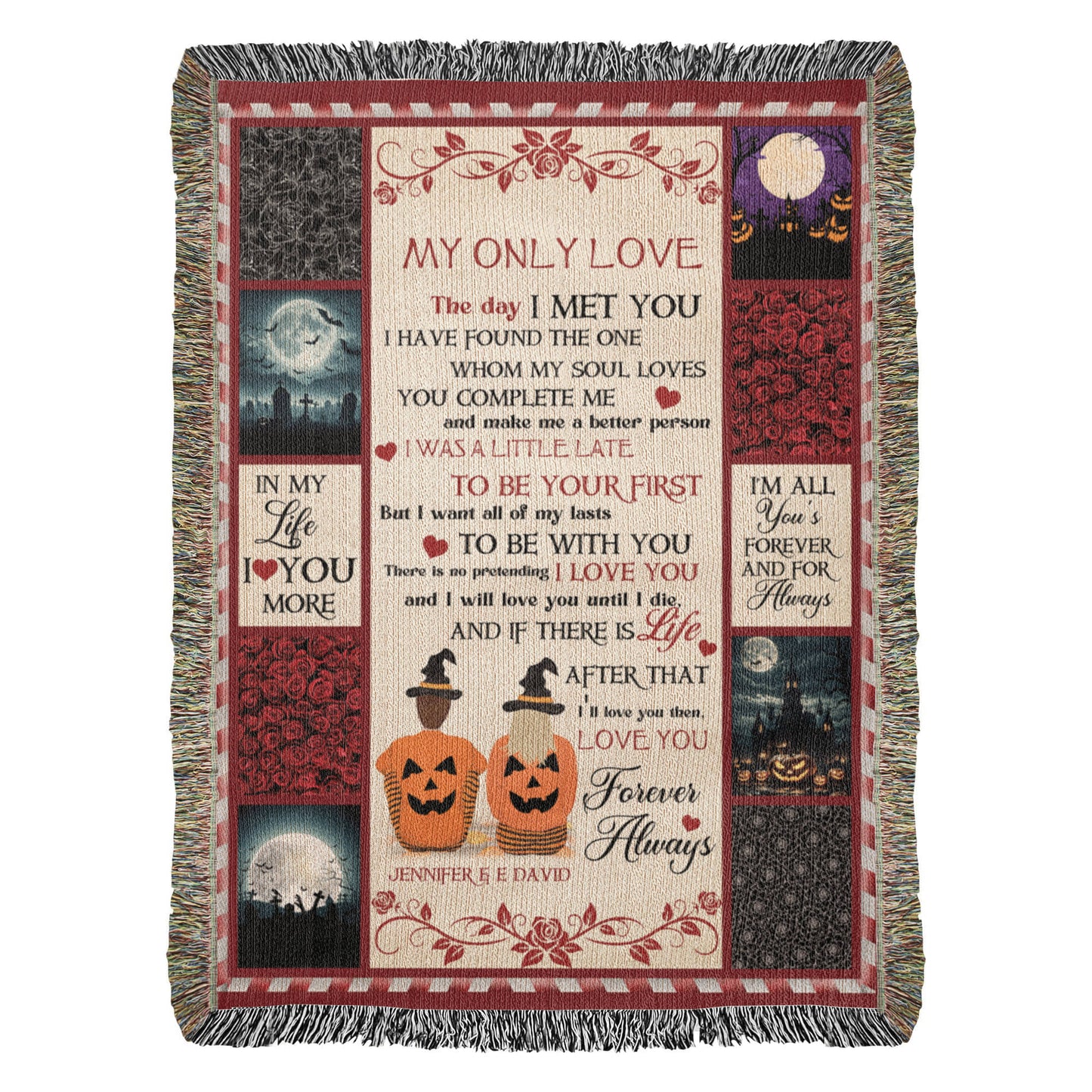 Personalized Heirloom Artwork Woven Blanket My Only Love-Express Your Love Gifts