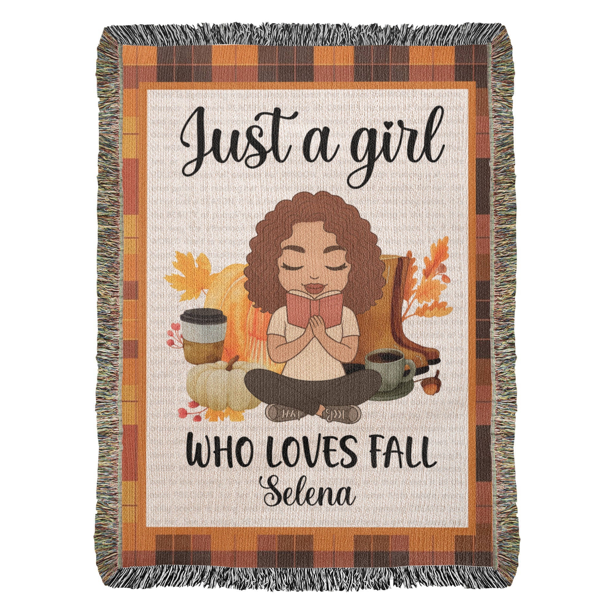 Personalized Heirloom Artwork Woven Blanket Just a Girl-Express Your Love Gifts