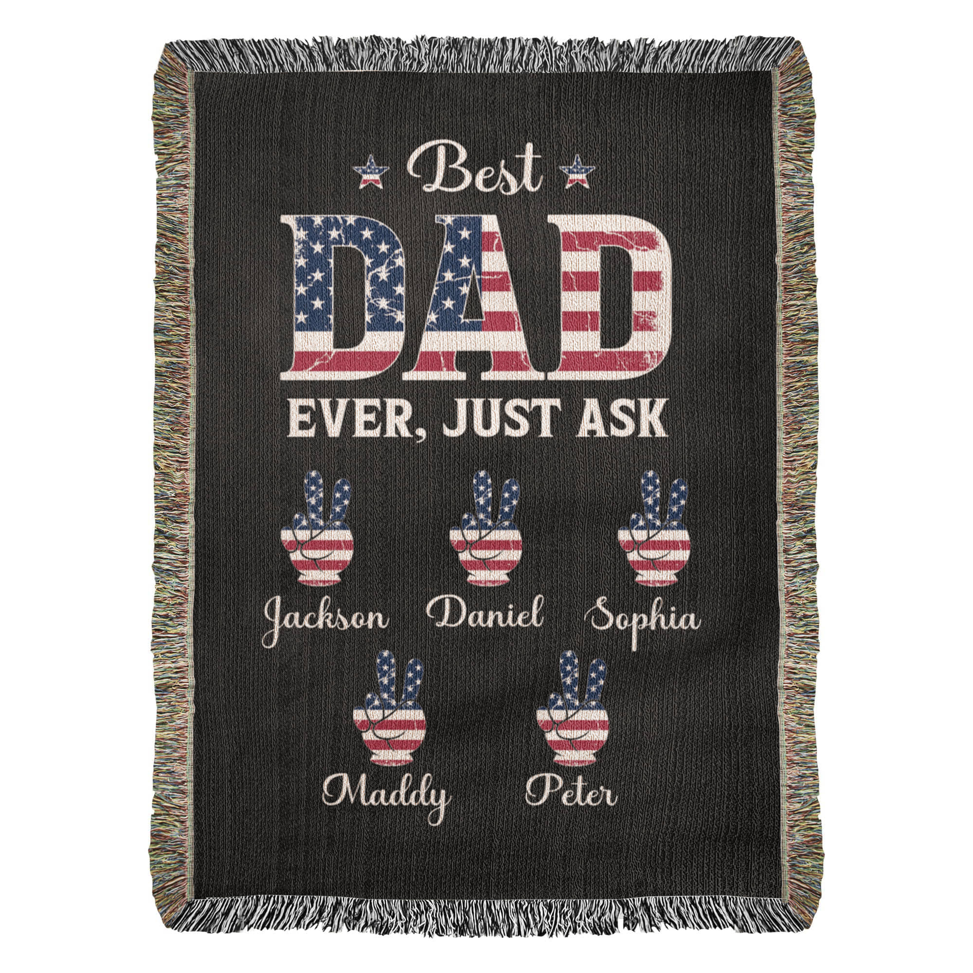 Personalized Heirloom Artwork Woven Blanket Best Dad Ever Just Ask-Express Your Love Gifts